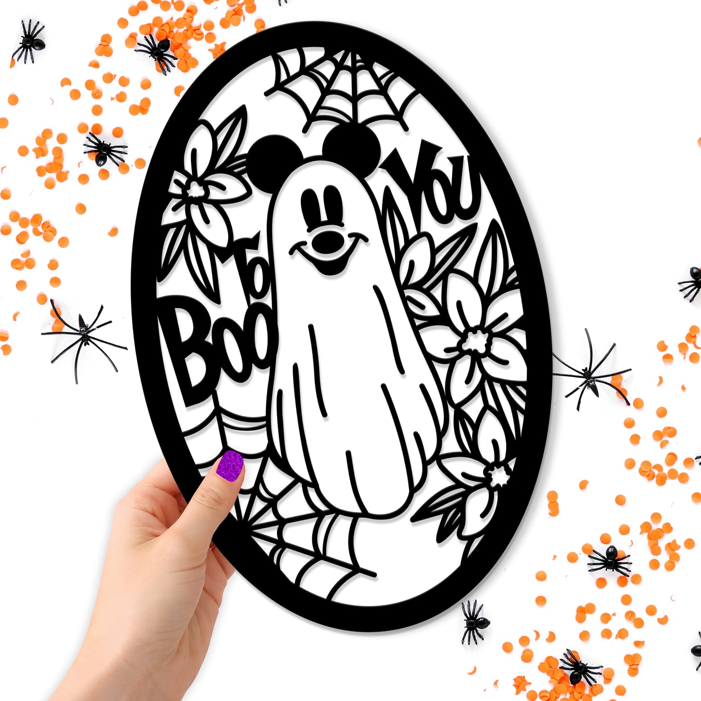 LIMITED EDITION 2D Boo to You Floral Ghost 7.5 x 11 Wooden Sign