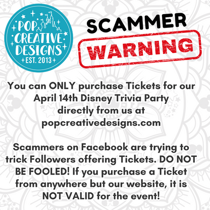 Ticket for PCD Presents a Disney Trivia Party April 14, 2024 Event