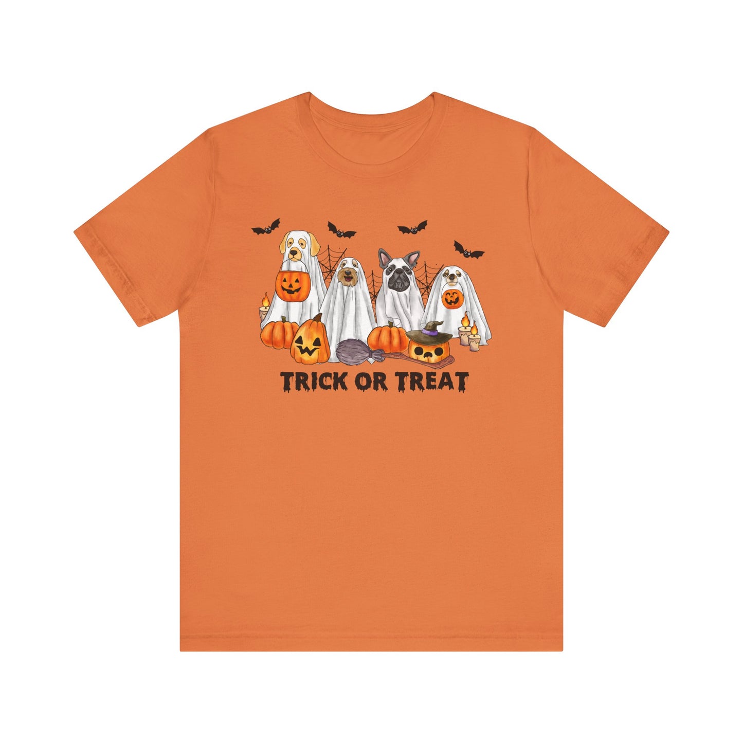 Dogs Halloween Trick or Treat Shirt, Unisex Tee for Halloween Party, Dog Lover Gift, Fall Festival Apparel, Spooky Season T-Shirt