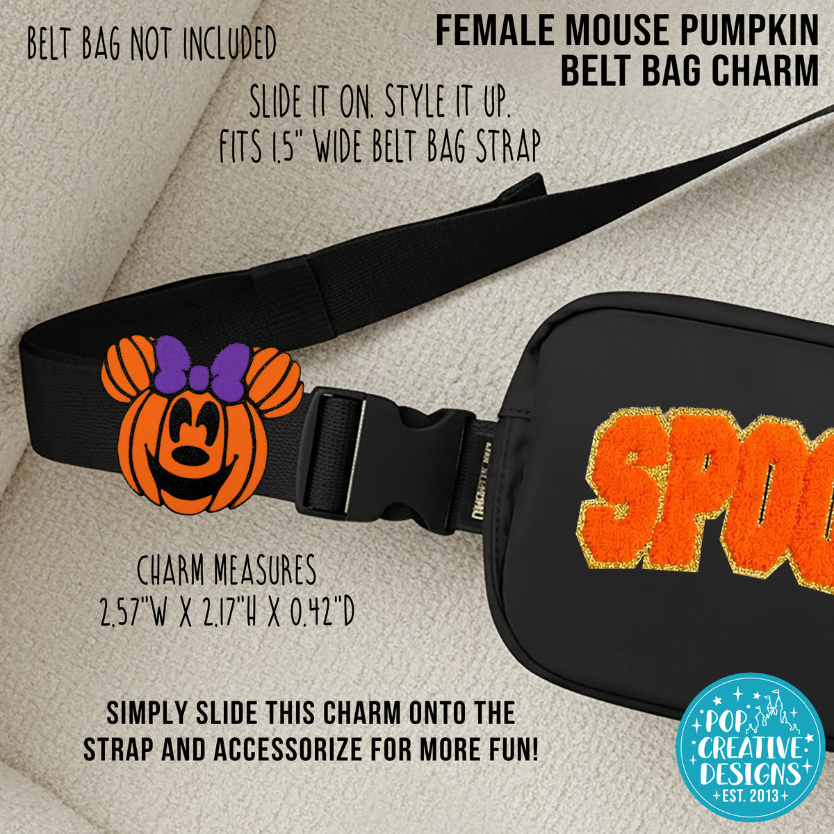 Female Mouse Pumpkin Belt Bag Charm