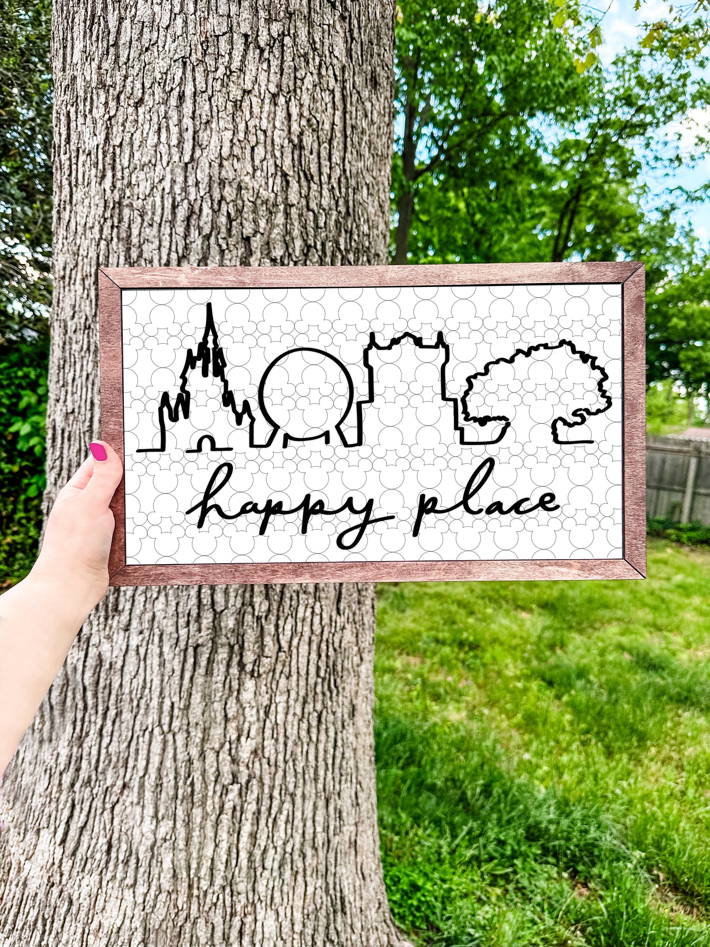 2D Happy Place 18 x 10.5 Wooden Sign - FREE SHIPPING