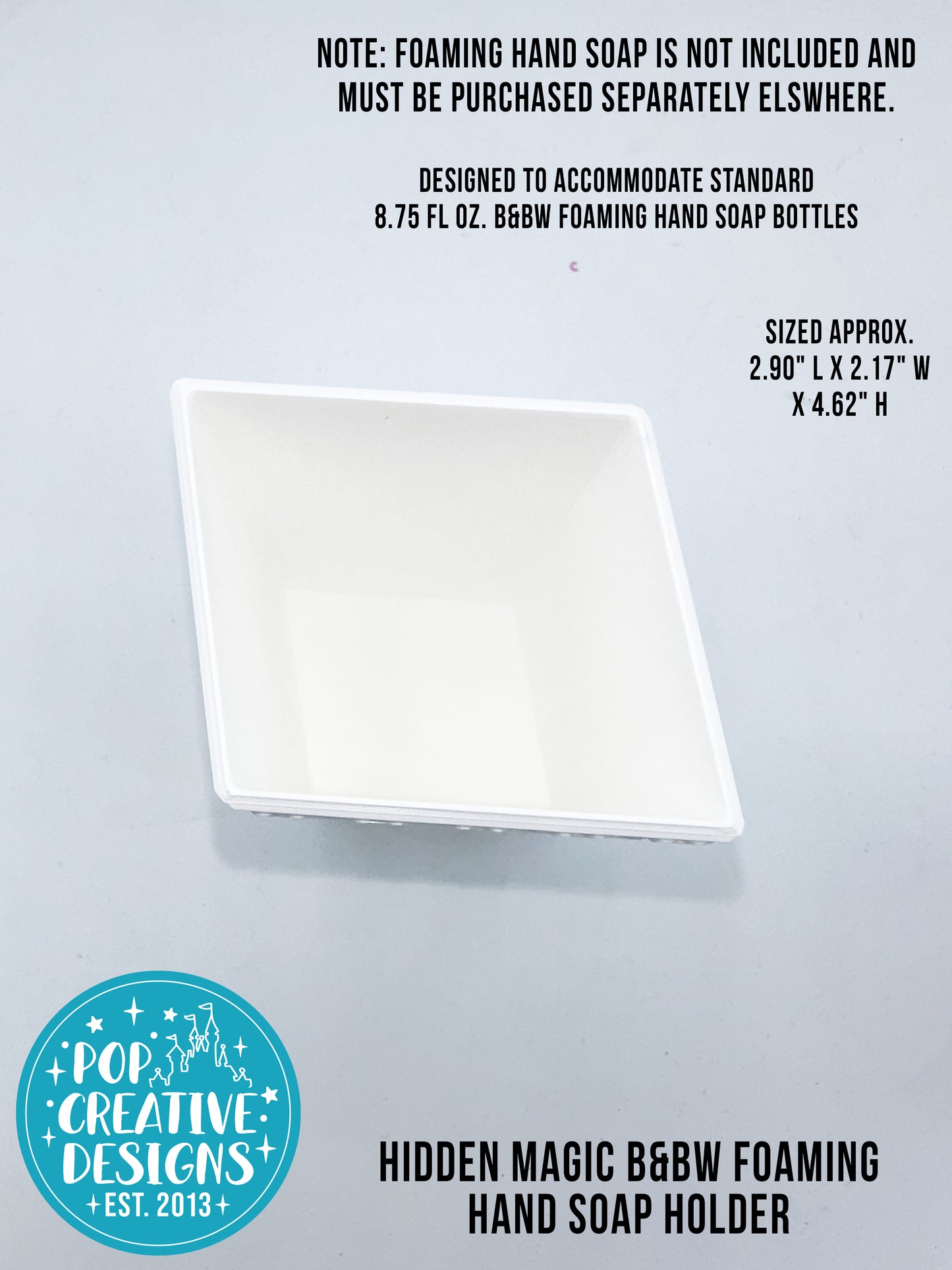 Hidden Magic B&BW Foaming Hand Soap Holder | Magical Soap Holder
