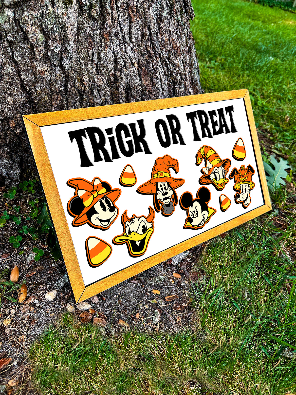 LIMITED EDITION 2D Vintage Halloween Trick or Treat 18 x 10.5 Wooden Sign