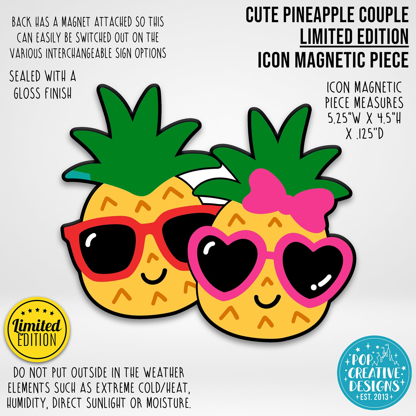 LIMITED EDITION Cute Pineapple Couple Icon Magnetic Piece