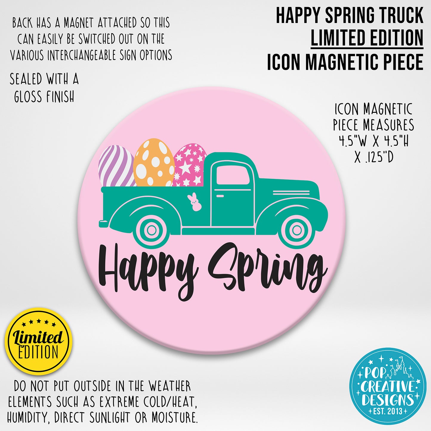 ***CLEARANCE ITEM*** Happy Spring Truck Icon Magnetic Piece