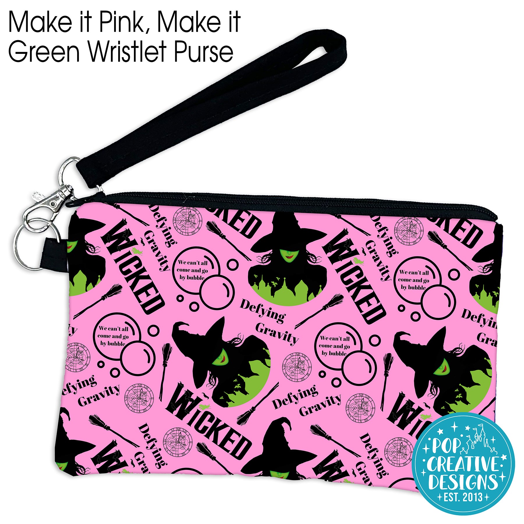 Make It Pink Make It Green Wristlet Purse