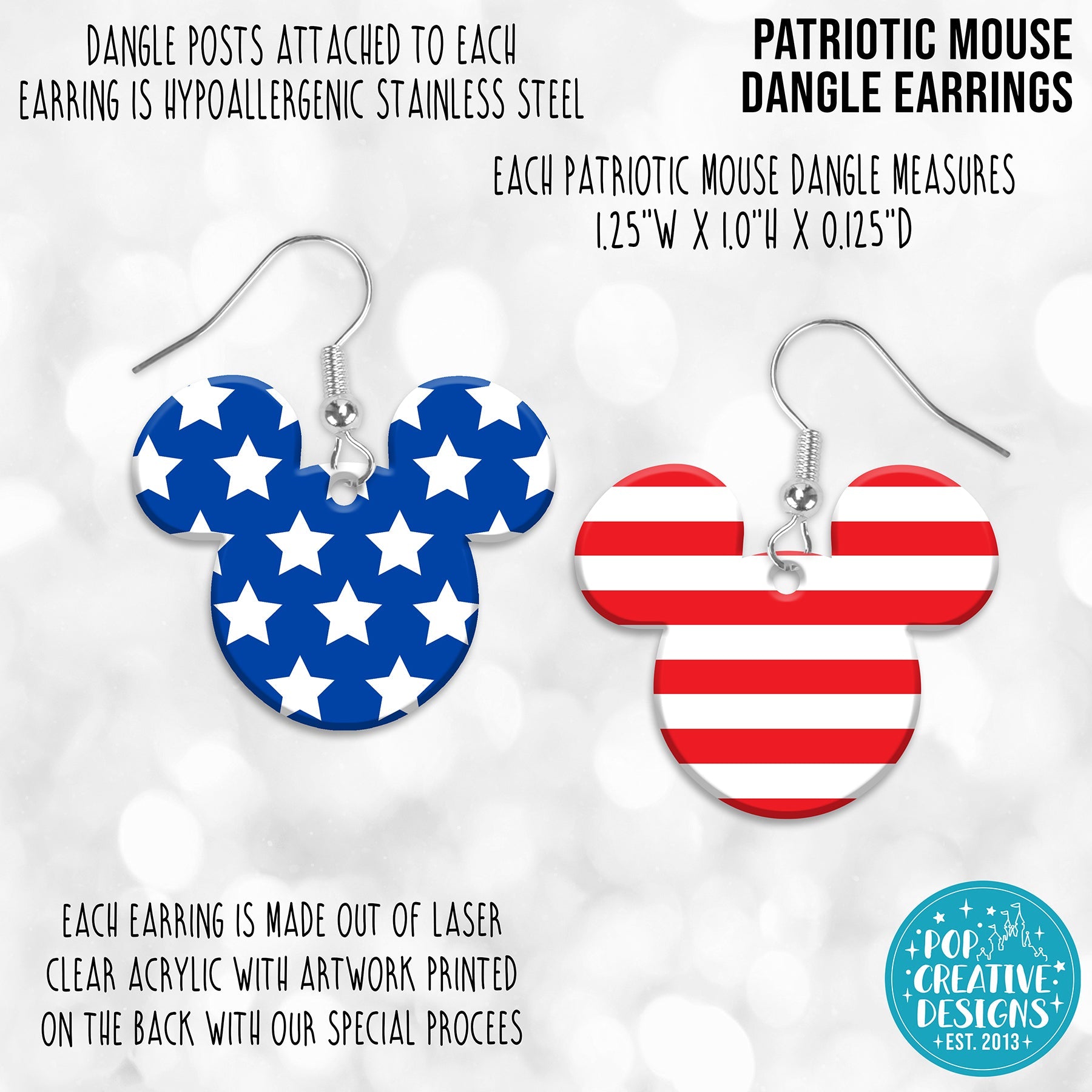 Patriotic Mouse Dangle Earrings