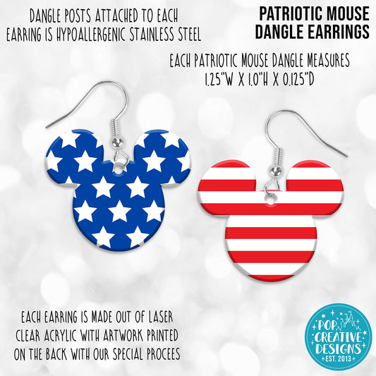 Patriotic Mouse Dangle Earrings