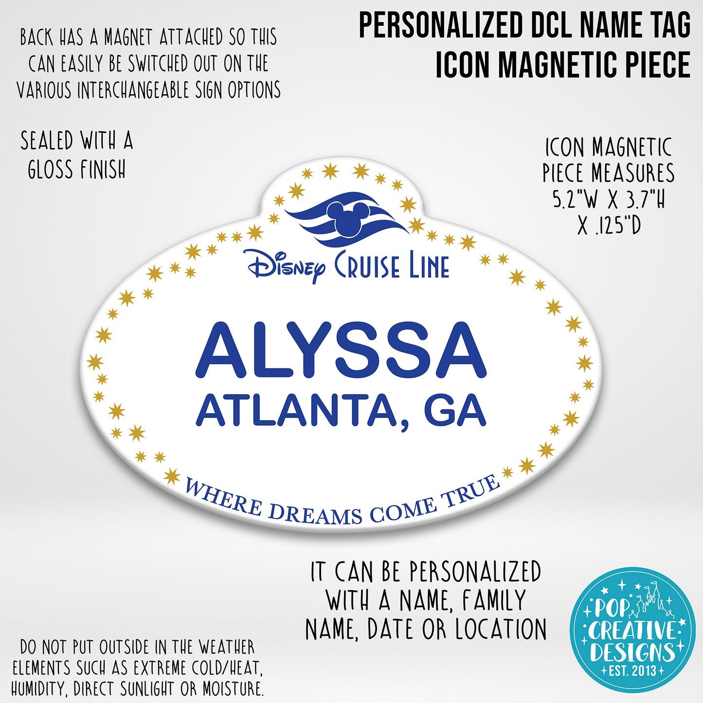 Personalized DCL Name Tag Icon Magnetic Piece