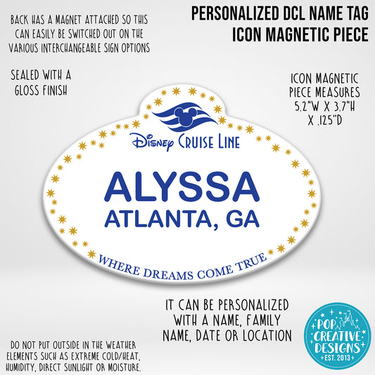 Personalized DCL Name Tag Icon Magnetic Piece