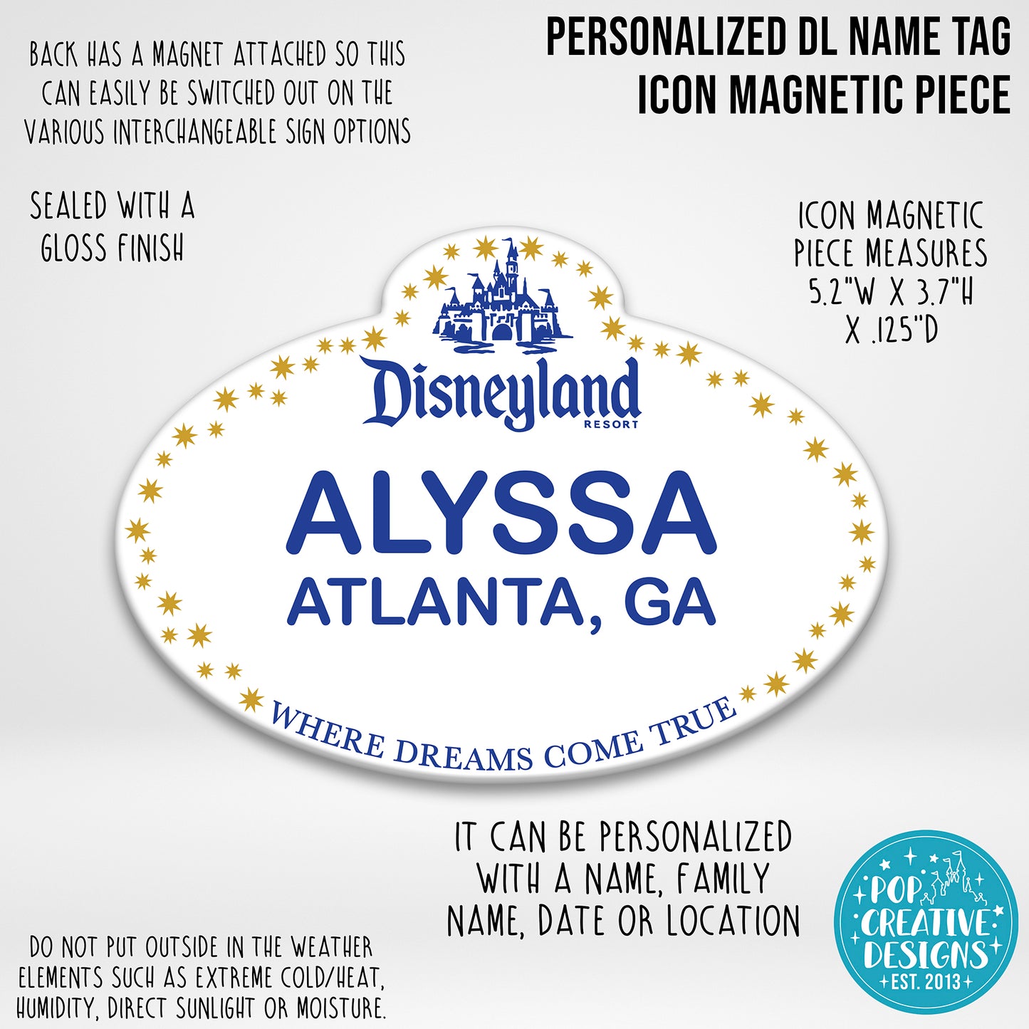 Personalized DL Name Tag Icon Magnetic Piece
