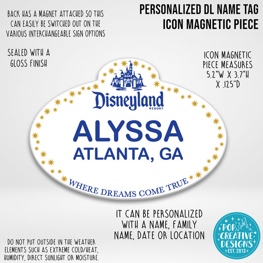 Personalized DL Name Tag Icon Magnetic Piece