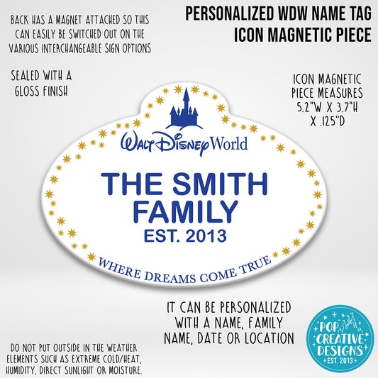 Personalized WDW Name Tag Icon Magnetic Piece
