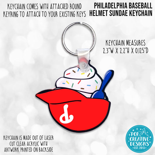 Philadelphia Baseball Helmet Sundae Keychain