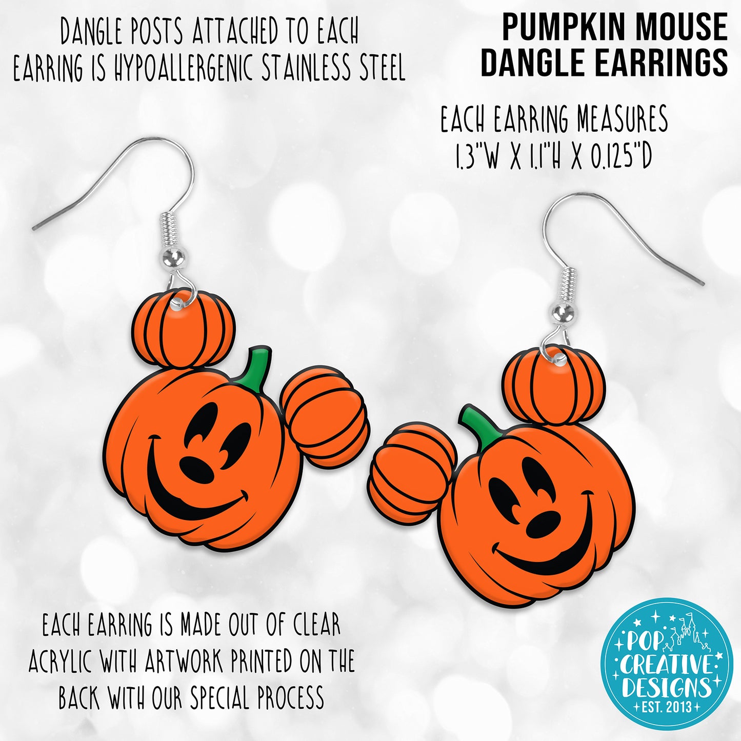 Pumpkin Mouse Dangle Earrings