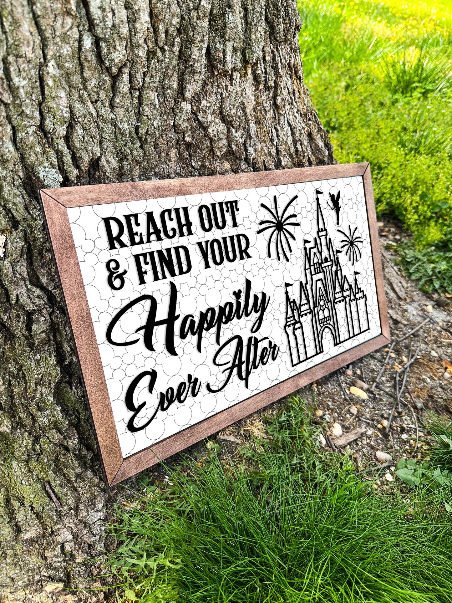 2D Reach Out and Find Your Happily Ever After 18 x 10.5 Wooden Sign - FREE SHIPPING