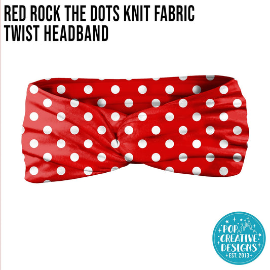 Red Rock the Dots Knit Fabric Twist Headband on