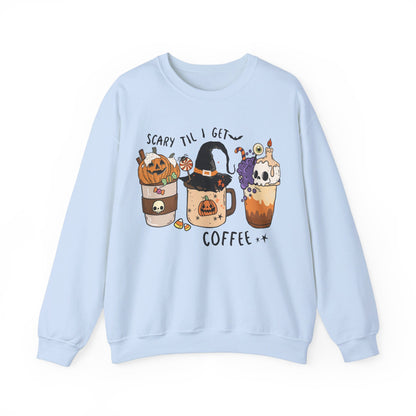 Scary Till I Get Coffee Unisex Heavy Blend™ Crewneck Sweatshirt