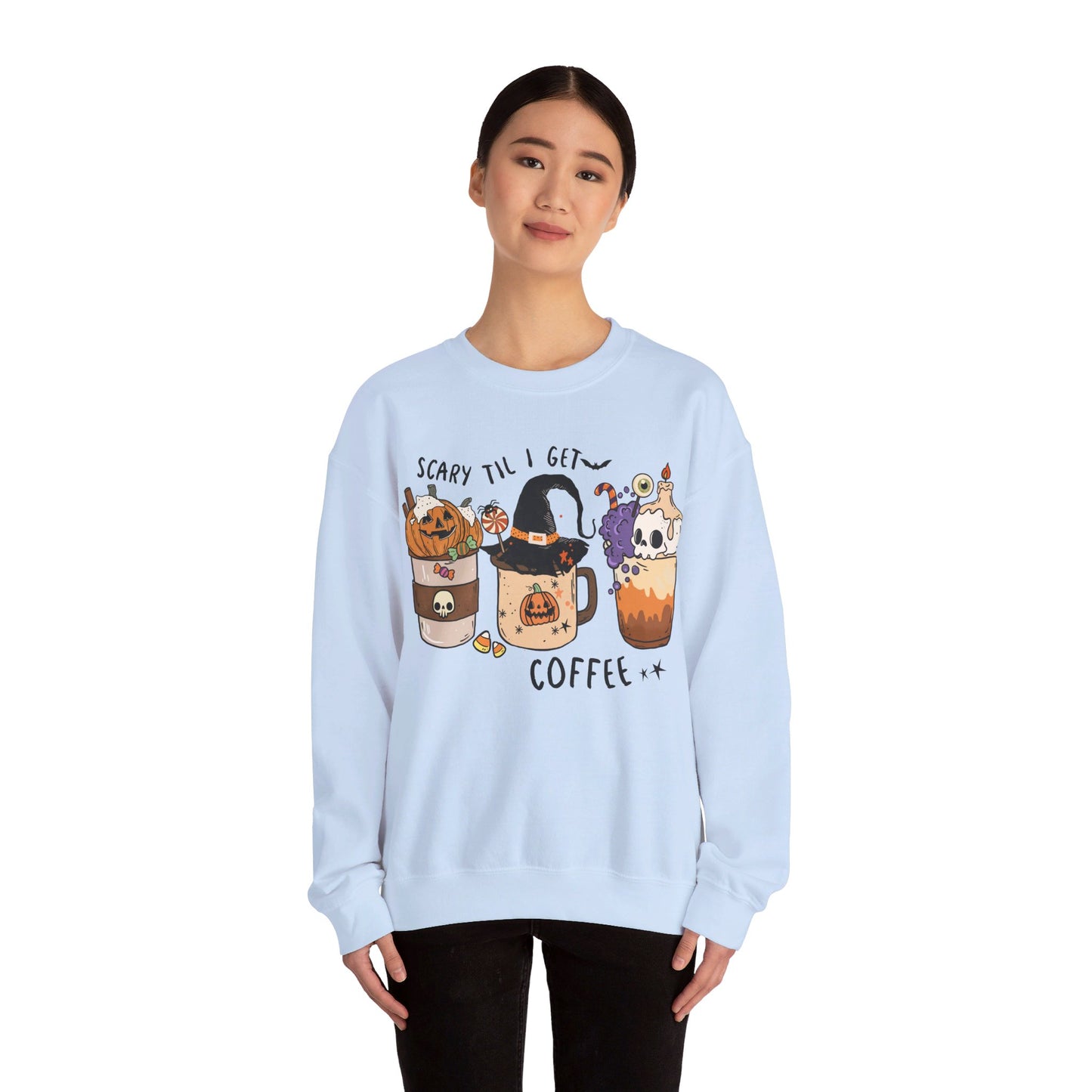 Scary Till I Get Coffee Unisex Heavy Blend™ Crewneck Sweatshirt