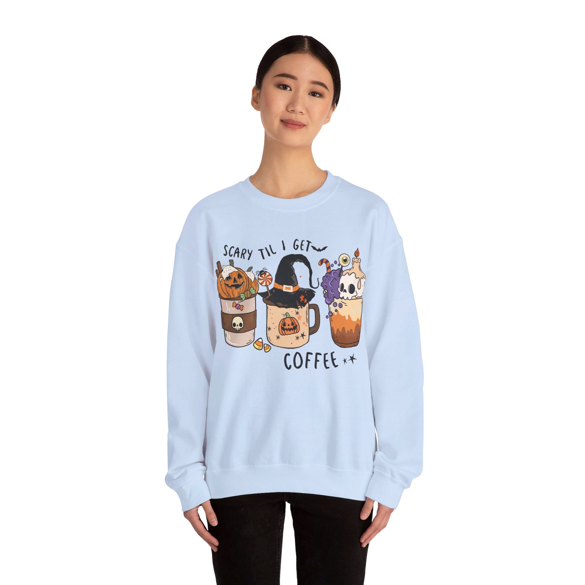 Scary Till I Get Coffee Unisex Heavy Blend™ Crewneck Sweatshirt