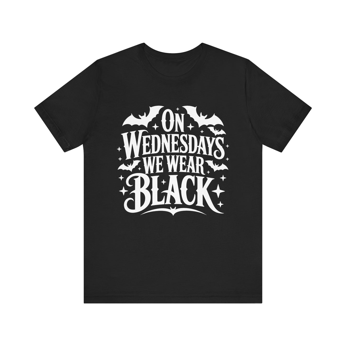 On Wednesdays We Wear Black Unisex Jersey Short Sleeve T-Shirt - Casual Comfort, Everyday Fashion, Gift for Him/Her, Birthday, Party Wear