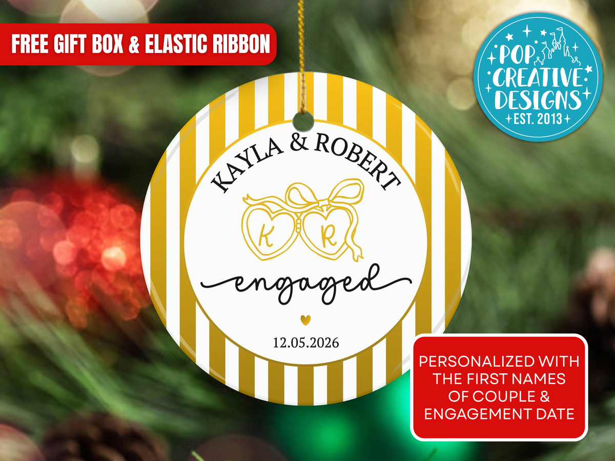 Personalized Engagement Ornament – Custom Newly Engaged Christmas Keepsake