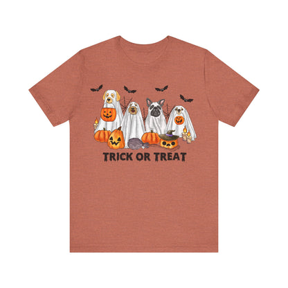 Trick or Treat Dogs Unisex Jersey Short Sleeve Tee