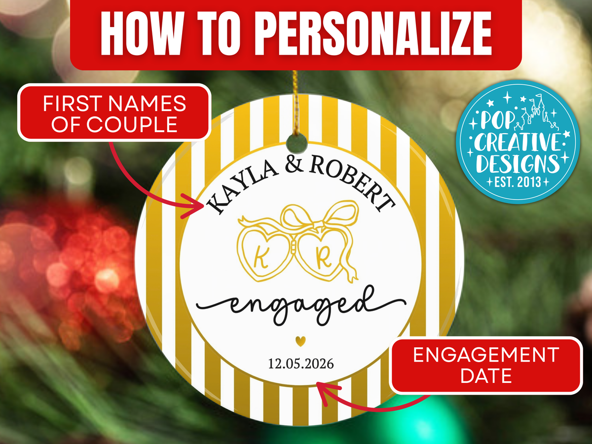 Personalized Engagement Ornament – Custom Newly Engaged Christmas Keepsake