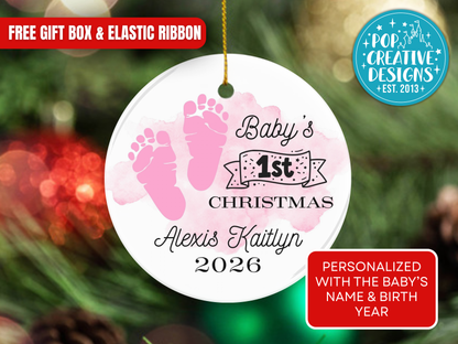Personalized Baby’s First Christmas Ornament – Baby Girl Keepsake