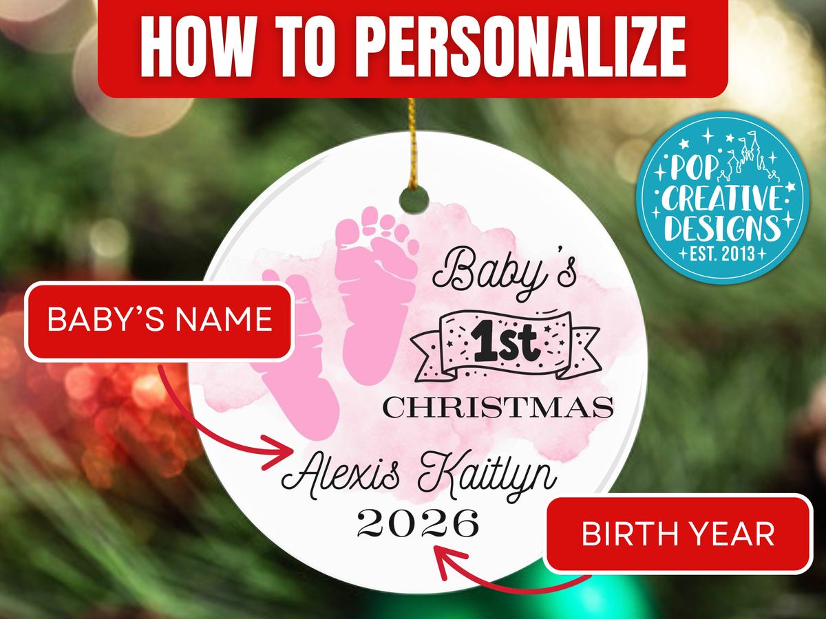 Personalized Baby’s First Christmas Ornament – Baby Girl Keepsake