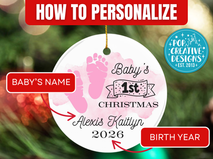 Personalized Baby’s First Christmas Ornament – Baby Girl Keepsake