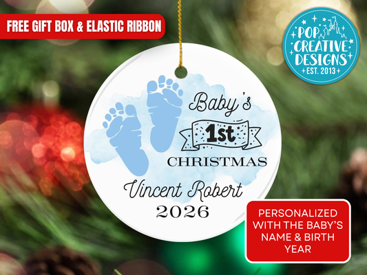 Personalized Baby’s First Christmas Ornament – Baby Boy Keepsake