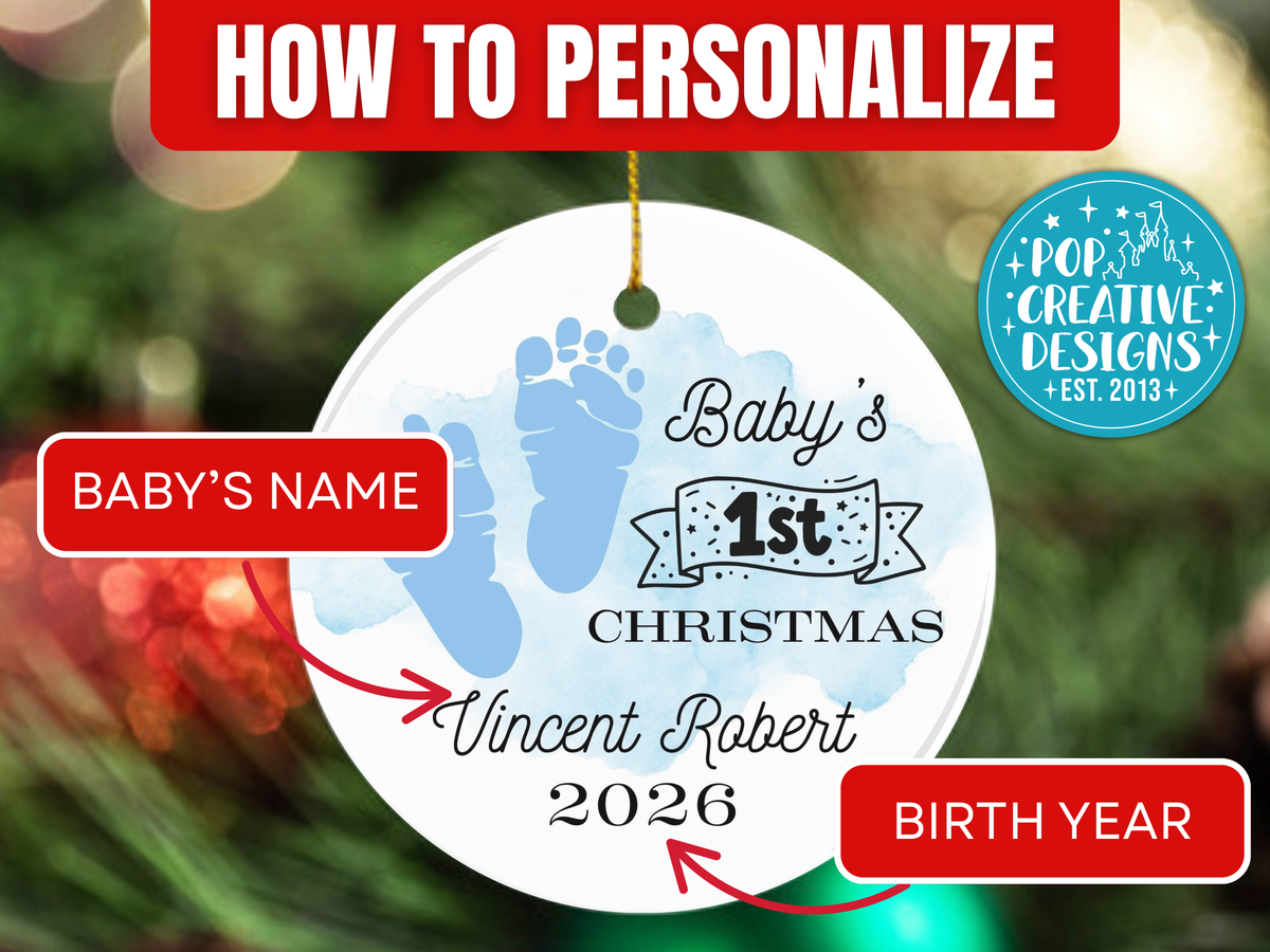 Personalized Baby’s First Christmas Ornament – Baby Boy Keepsake