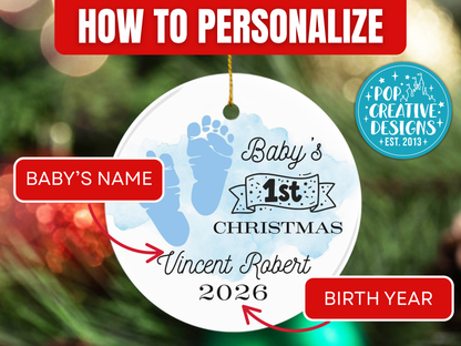 Personalized Baby’s First Christmas Ornament – Baby Boy Keepsake