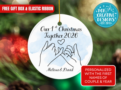 Personalized First Christmas Together Ornament – Pinky Promise Couple Gift