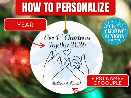 Personalized First Christmas Together Ornament – Pinky Promise Couple Gift