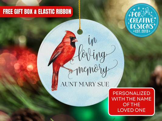 Personalized Cardinal Memorial Christmas Ornament – In Loving Memory Sympathy Gift
