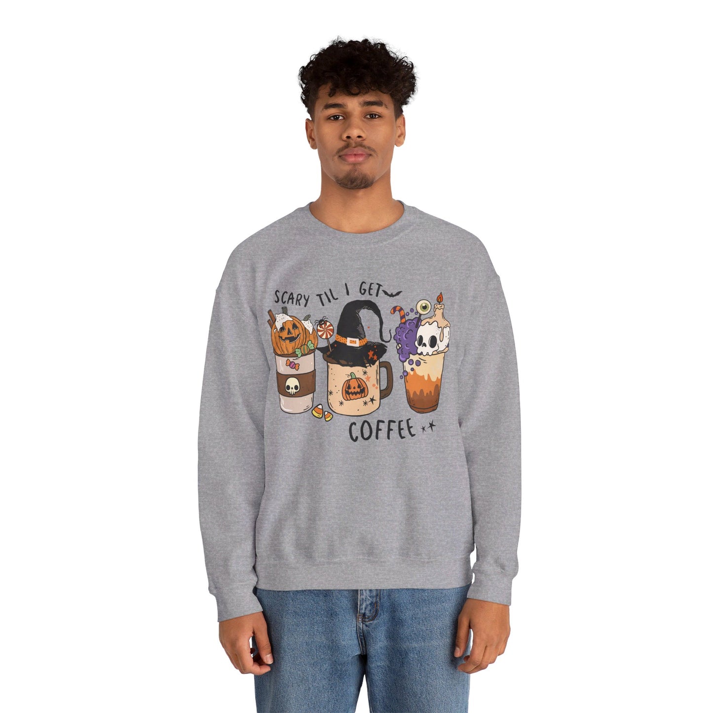 Scary Till I Get Coffee Unisex Heavy Blend™ Crewneck Sweatshirt