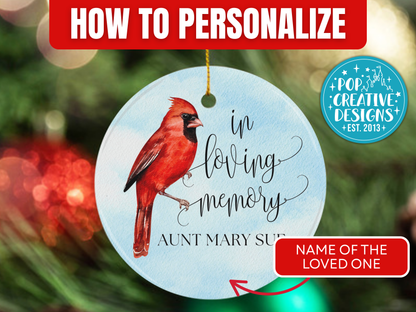 Personalized Cardinal Memorial Christmas Ornament – In Loving Memory Sympathy Gift