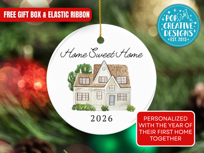 Personalized First Home Christmas Ornament – Home Sweet Home New House Ornament