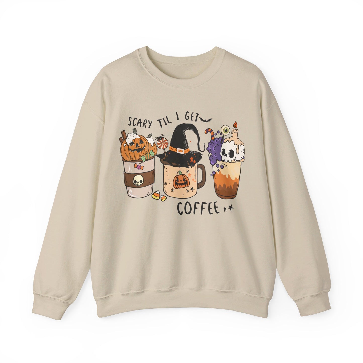 Scary Till I Get Coffee Unisex Heavy Blend™ Crewneck Sweatshirt