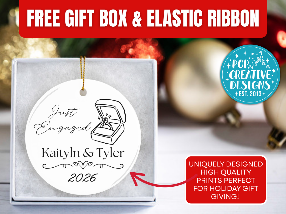 Personalized Just Engaged Ornament – Custom Engagement Christmas Keepsake