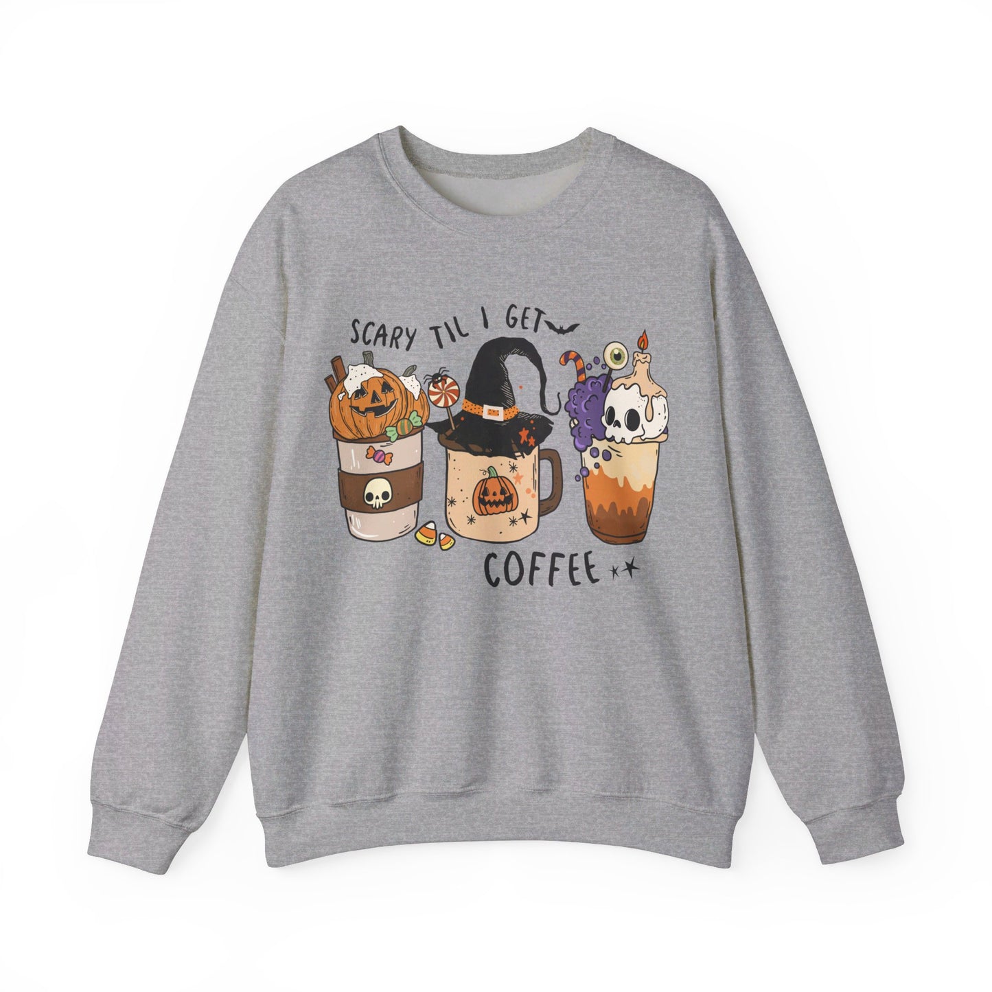 Scary Till I Get Coffee Unisex Heavy Blend™ Crewneck Sweatshirt