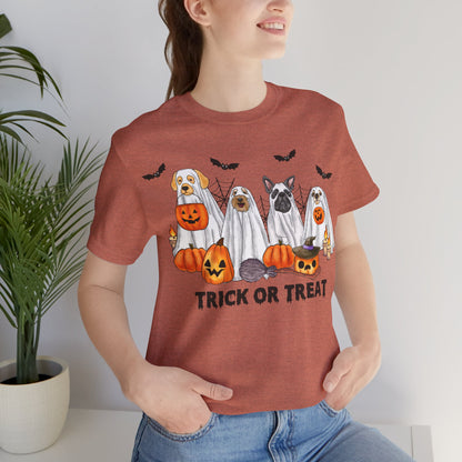 Trick or Treat Dogs Unisex Jersey Short Sleeve Tee