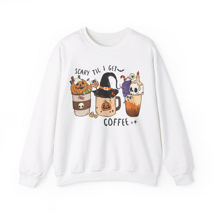 Scary Till I Get Coffee Unisex Heavy Blend™ Crewneck Sweatshirt