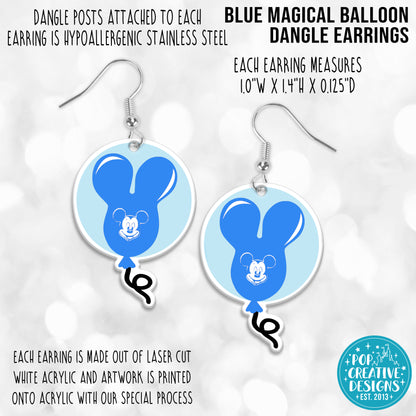 Blue Magical Balloon Dangle Earrings