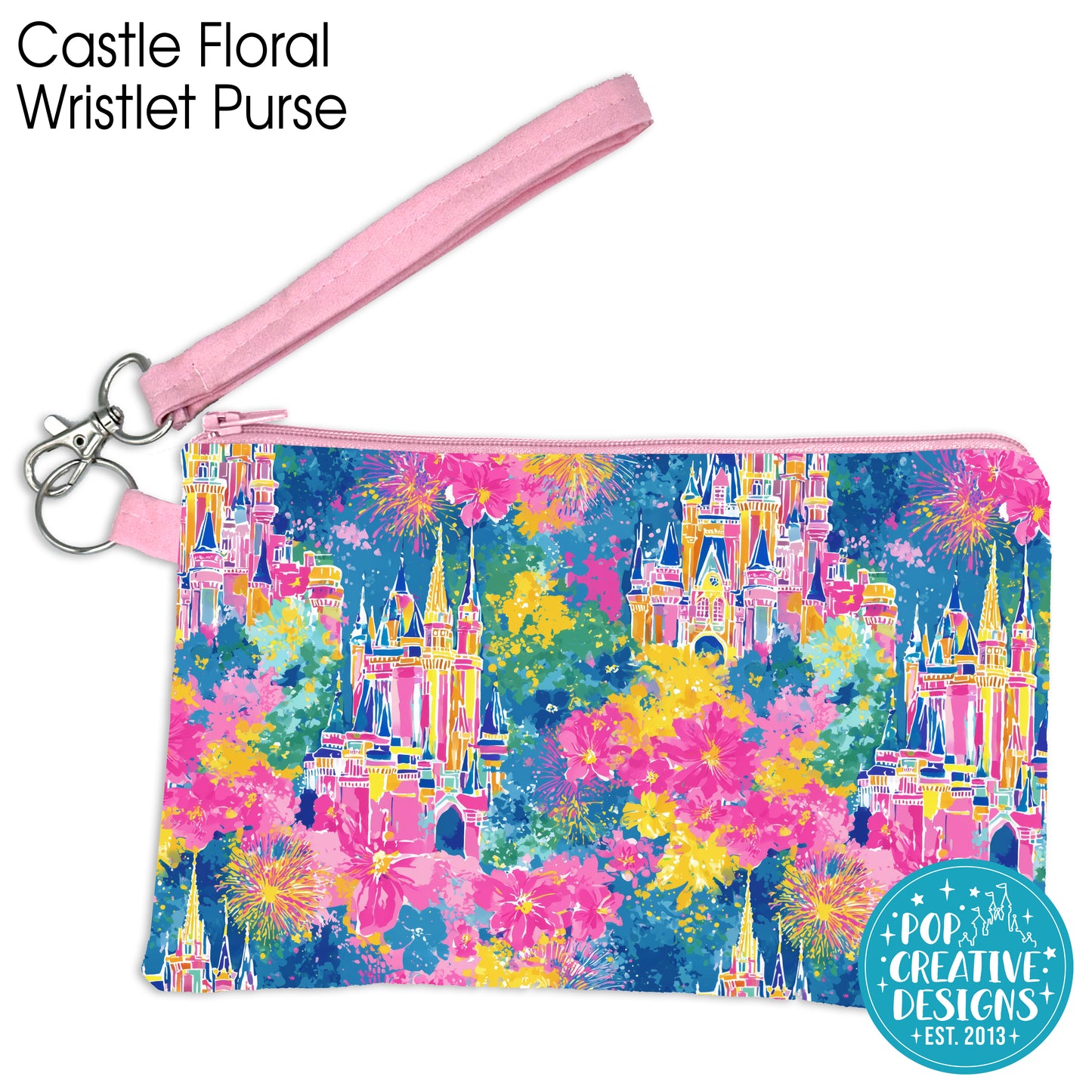 Castle Floral Wristlet Purse