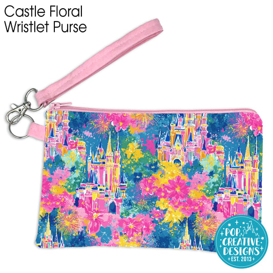 Castle Floral Wristlet Purse