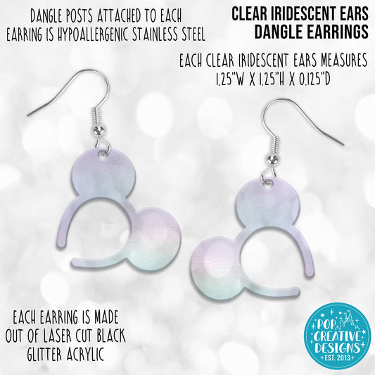Clear Iridescent Ears Dangle Earrings