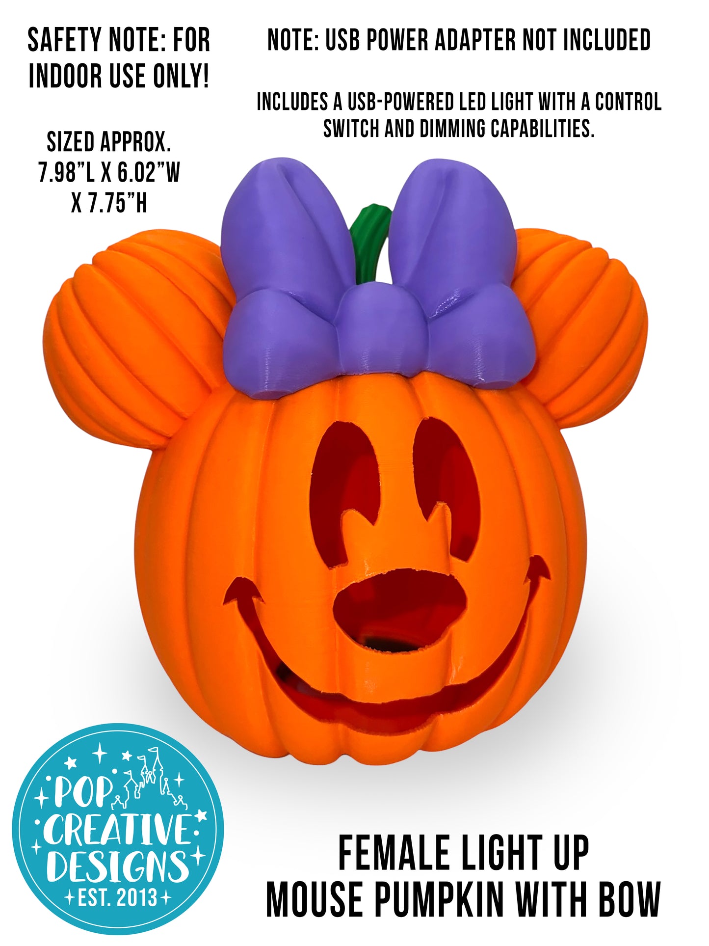 🎃🎀 COMBO SET Light Up Mouse Pumpkin Male and Female | Halloween LED Decor